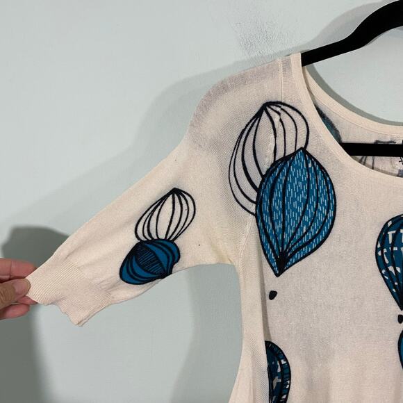 Anthropologie Field & Flowers Hot Air Ballons Asymmetrical Hem Blouse Size S - Picture 6 of 10